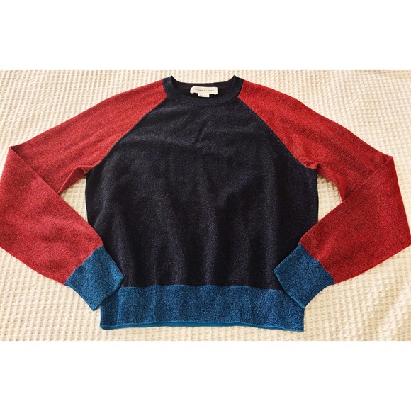 Victoria Beckham Metallic Colorblock Crewneck Sweater - Picture 2 of 3